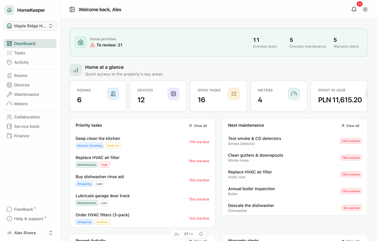 Real application screenshot for dashboard (en)